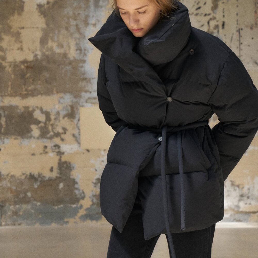 W Concept Lamerei High Neck Down Jacket Puffer Jacket Black S/M - Picture 2 of 9